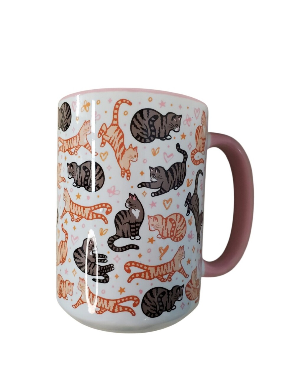 Orca Coatings Pink Interior Cat Pattern Ceramic Mug Set Of 2 - Picture 5 of 8